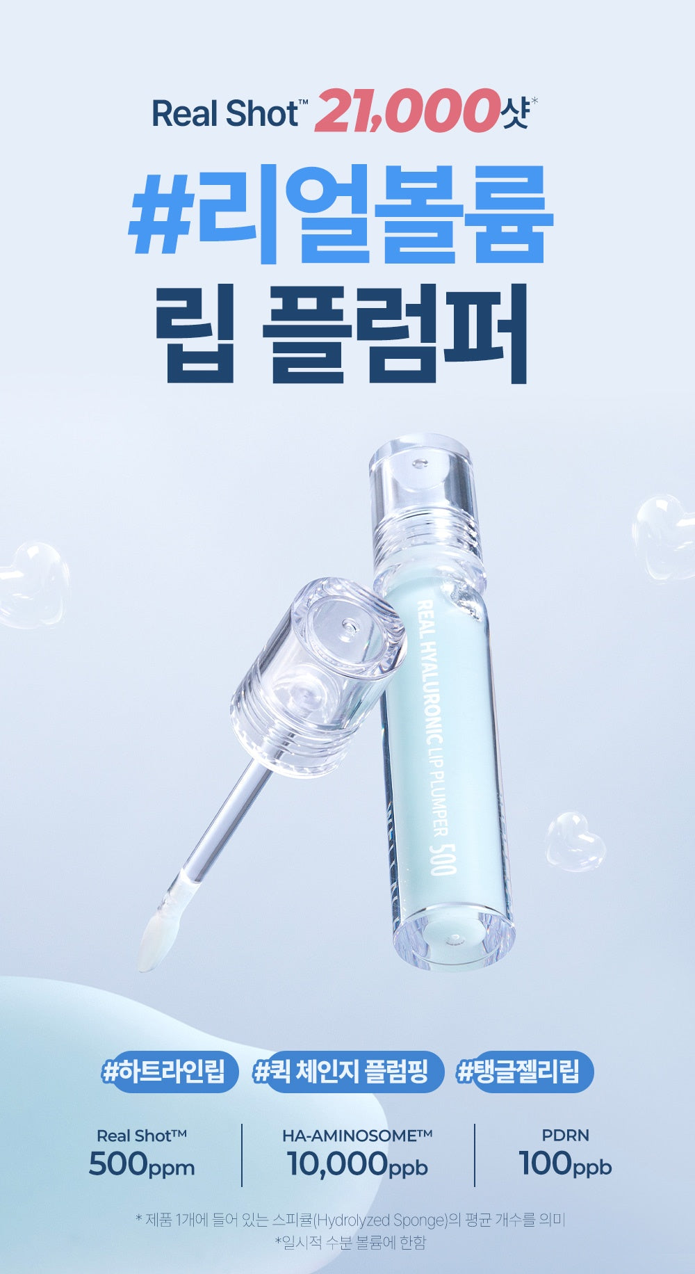 WELLAGE Lip Plumper 500 formula overview with Real Shot and hyaluronic acid complex